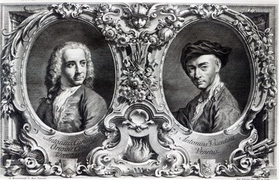 Canaletto and Antonio Visentini, engraved by Visentini by Giambattista Piazzetta